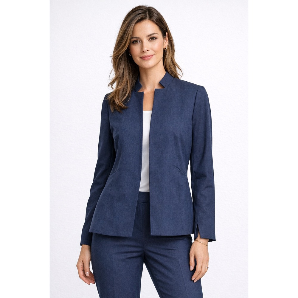 Design‎ Collective Womens Navy Open Front Collarless Blazer Jacket Size 2